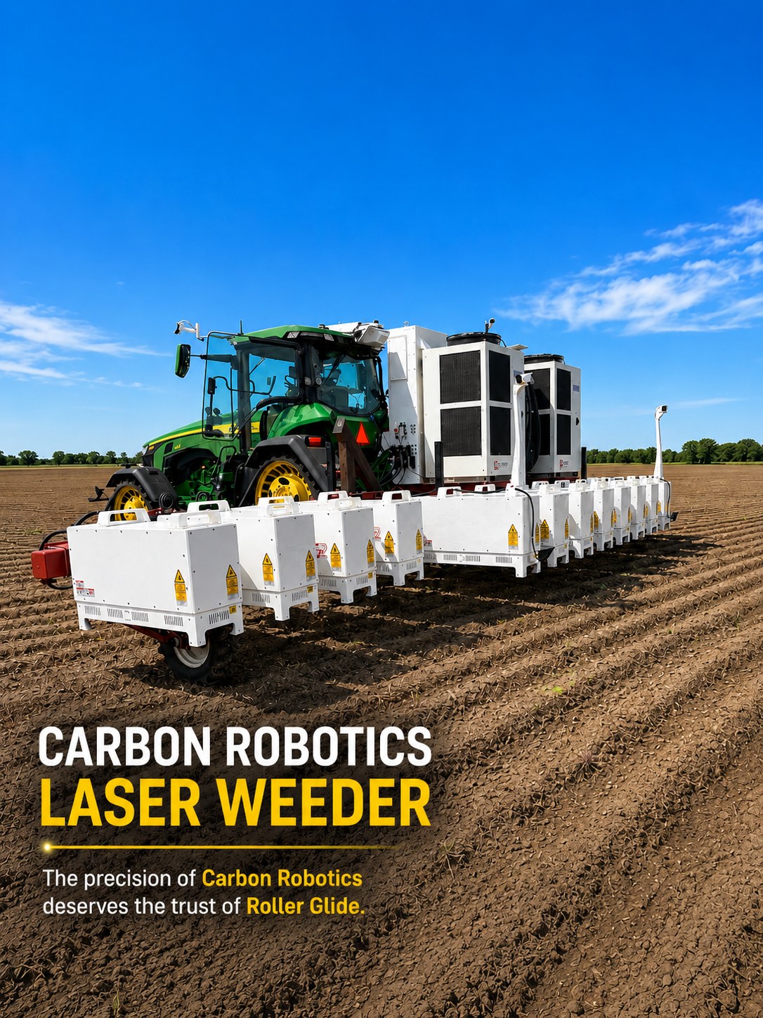 Carbon Robotics LaserWeeder running on RollerGlide 3-Point System